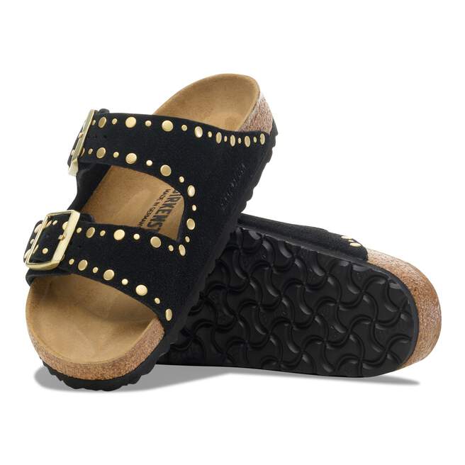 Birkenstock Arizona Rivets Black Suede flexible EVA outsole