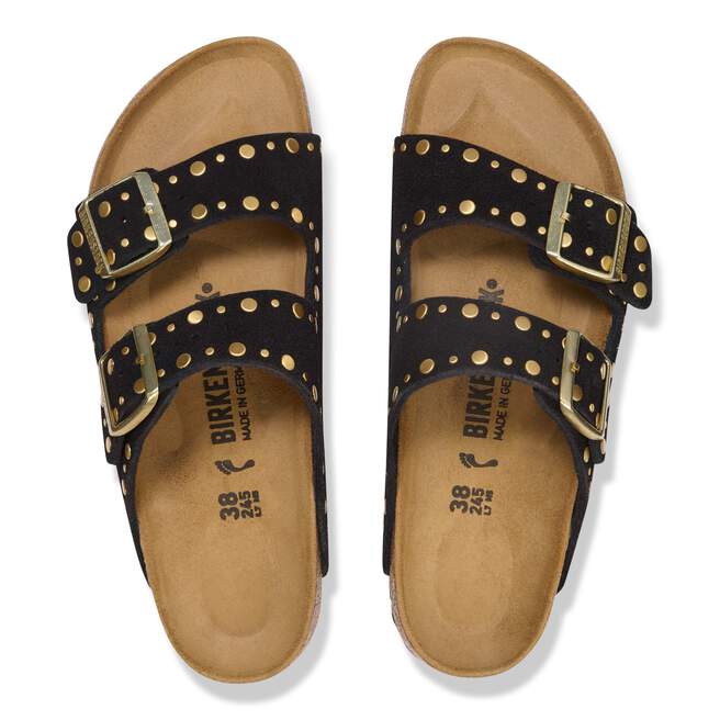 Birkenstock Arizona Rivets sandals in Black Suede - top view