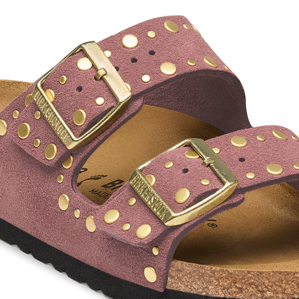 Birkenstock Arizona Rivets Pepper suede and metallic rivet detail